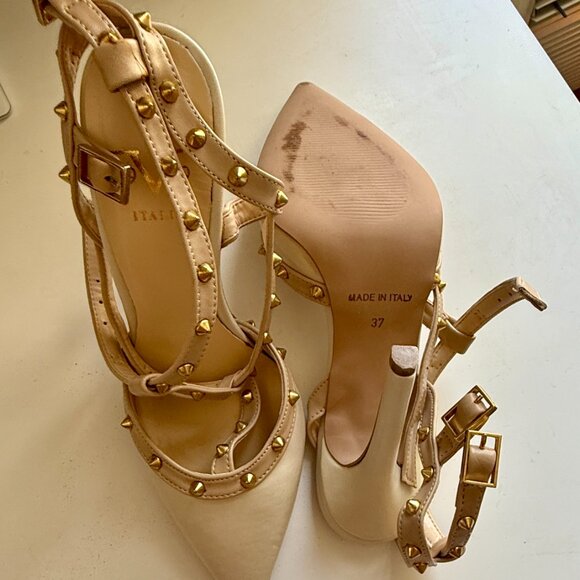 Versace V 1969 Henriette white and beige leather high-heeled sandals size 37 - Picture 10 of 14